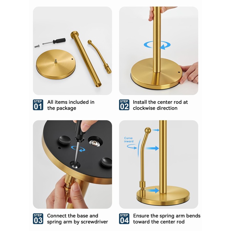 SMARTAKE Paper Towel Holder, Paper Towel Dispenser Standing Weighted Base