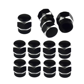 12Pcs Car Tire Valve Stem Caps, Aluminum Alloy Heavy Duty Stem Covers in Hexagon Shape, Dust Proof Corrosion Resistant Tire Valve Cap Set, Car Exterior Accessories for Motorcycles Bikes (Black)
