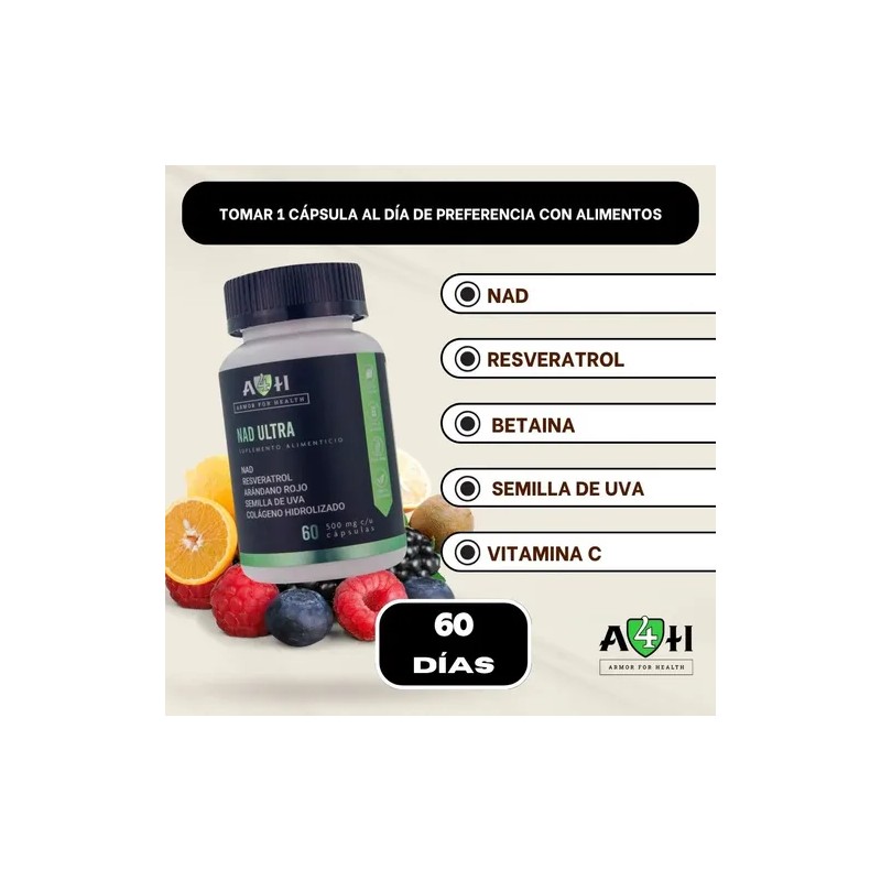 Suplemento Nad Ultra 60 Capsulas 500mg A4h Resveratrol