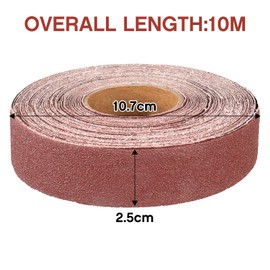 Shineboc -SANDPAPER ROLL 1" x 10M 100 Grit Aluminum Oxide Sandpaper Suitable for Sanding, Wood, Furniture, Stainless Steel and Body Processing
