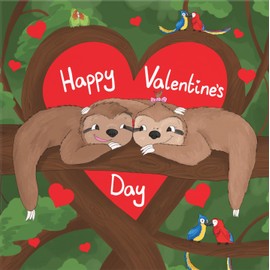 Hunts England - Romantic Sloths Valentines Day Card For Him - Her - Happy Valentines Day - Sloths Hugging - Cute Animals Collection