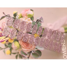 LIFOOST Semi Cured Gel Nail Strips Glitter Gel Nails Sticker 22pcs Rose Gold Sequins Gel Nail Wraps Work with UV for Home Nails DIY