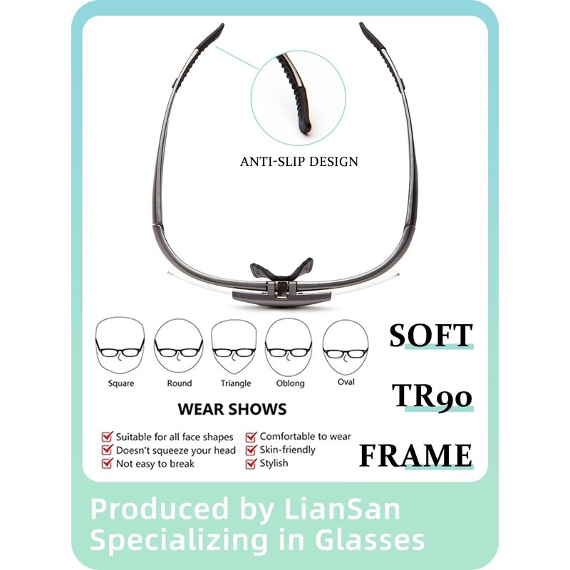 LianSan Flipped Up Reading Glasses for Men Durable Magnifying Readers