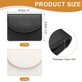 sourcing map 2 Pcs Leather Business Card Case, Professional Slim Business Card Holder Business Card Holder Wallet with 3 Card Slots for Men and Women, (Black/White)