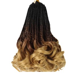 French Curl Braiding Hair Crochet Braids 8 Inch Pre Looped Goddess Box Braids Crochet Hair with Curly Ends Crochet Hair for Black Women (T1B/30/27)