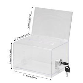 Ailelan Ballot Box, Acrylic Donation Box with Lock, Clear Suggestion Box/Comment Box/Name Card Box, Suitable for Voting, Charity, Survey, Suggestion, Comment, Ballot
