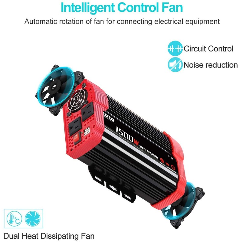 NDDI POWER 1500W Car Power Inverter 12V DC to 110V