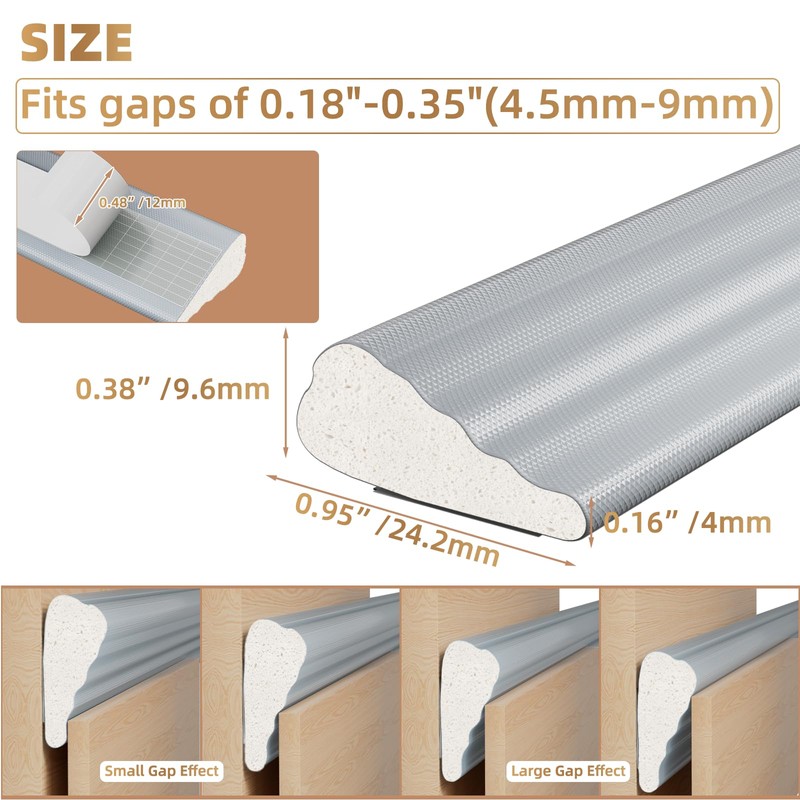 196” Wedge-Shape Foam Window Weather Stripping Door Seal Strip,Soundproofing Frame