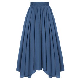 SCARLET DARKNESS Women's Medieval Skirt High Waist Maxi Skirt Irregular Hem Renaissance Skirt, darkblue, S