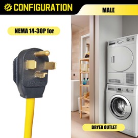 LAVANDINO 4 Prong to 3 Prong Welder Plug Adapter 220V, NEMA 14-30P to 6-50R Dryer to Welding Converter Cord, 30 Amp Male to 50 Amp Female, 10 AWG*3C 1FT