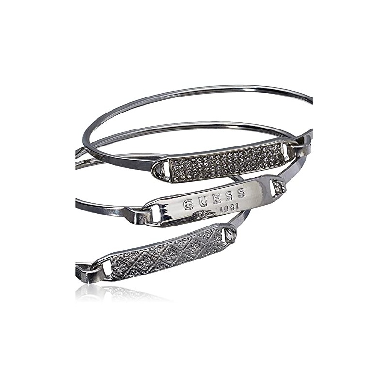 Guess 3 Piece Tension ID Silver Bangle Bracelet