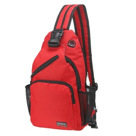 DTGN Convertible Sling Bag Crossbody Backpack - 8.5"x15" (LXH) Good for Women Men Hiking Travel Cycling - Multifunctional Shoulder Bag Casual Packs with Headphone Jack - Red