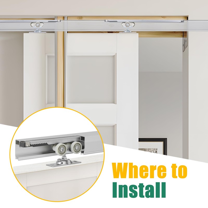 Lashow 72 Inch Porcket Door Hardware Kits with Soft Close