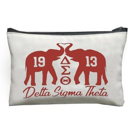 MONNYCAR Makeup Bag with Delta Sorority Elephant Printed,Portable Makeup Organizer, Gift For Cosmetic Bag,Lightweight Storage Bag,Casual Cosmetic Pouch with Zippered Pocket,Travel Accessory for Women