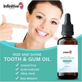 Infinitive Beauty Tooth & Gum Oil Twin Pack (30ml x2) – Extra Strength 100% Botanical Oils for Gum Disease Support, Gingivitis Relief & Bad Breath – Almond, Peppermint, Spearmint & Clove