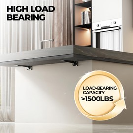 Matutinus Ultra Heavy Duty Shelf Brackets, with Hanging Hook L Shelf Bracket, 13-1/4 Inch Floating Shelf Brackets for Max Load 1500 lbs (Black Set of 2)