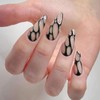 Handmade Black Bubble Nail Tip, Ribbon, 3D Nail Art, False