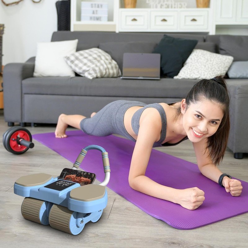 Generic Abdominal Plank Roller Wheel with Elbow Support, Automatic Rebound