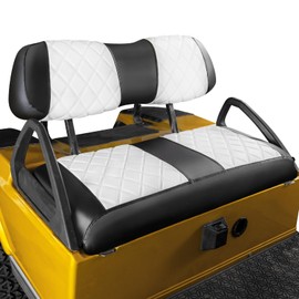 NOKINS Golf Cart Club Car DS 2000.5-Up Diamond Seat Covers Kit, Fits Club Car DS OEM Ordinary Front Seat Cushion, Golf Cart Vinyl Seat Cover, No Nails Required (White and Black)