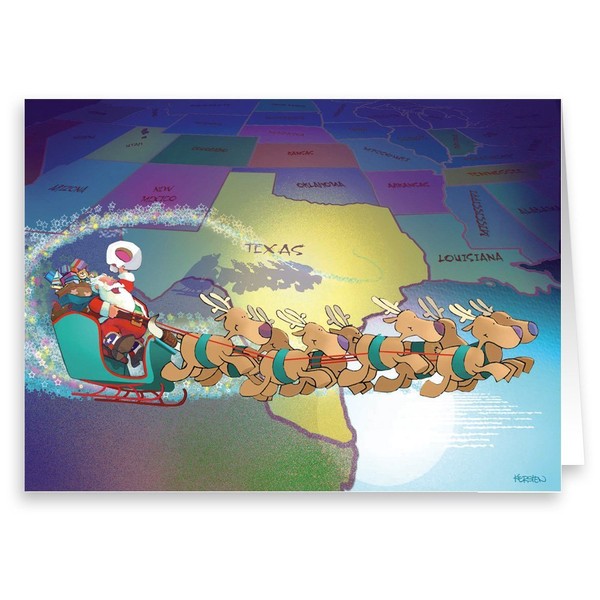 Texas Christmas Card - 18 Texas Theme Cards & Envelopes (Standard)
