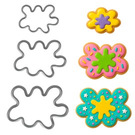 Paint Splatter Cookie Cutter Trio - 3-Pack Set in Bold Sizes (2.5", 3.5", 4.5") - Random Colors