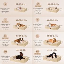 EHEYCIGA EHEYCIGA Orthopedic Dog Bed for Medium Dogs, Waterproof Memory Foam Medium Dog Beds with Sides, Non-Slip Bottom and Egg-Crate Foam Pet Couch Bed with Washable Removable Cover, Greige