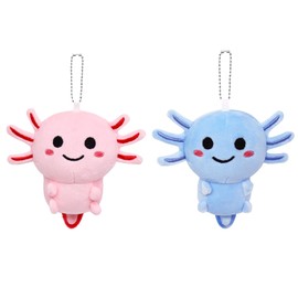 LSYDCARM 2Pcs Cute Axolotl Plush Toys Axolotl Stuffed Animals, Kawaii Axolotl Plushie Stuffed Axolotl Plusy Toy Small Blue Pink Axolotl Plush Keychains for Kids Birthday
