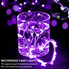 chzk 24 Purple Pack Fairy Lights 7Ft 20 LED Twinkle String Lights Battery Operated Lights Waterproof Firefly Starry Lights Mason Jar Lights for Party Wedding Christmas Valentines Day (24, Purple)