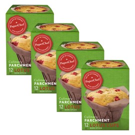 PaperChef - Parchment Lotus Baking Cups - Easy Release, Non-Stick Paper - Decorative Baking Cups, Perfect for Parties, Weddings, and Holidays - 12 count - 4 Pack