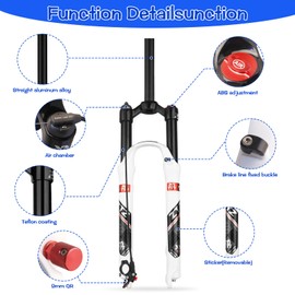 ZTZ MTB Air Suspension Fork，Fit for 26/27.5/29 inch Mountain Bike, 120mm Travel, Rebound Adjust, QR 9mm, Manual/Remote Lockout, XC/AM Mountain Bike Front Fork, Ultralight