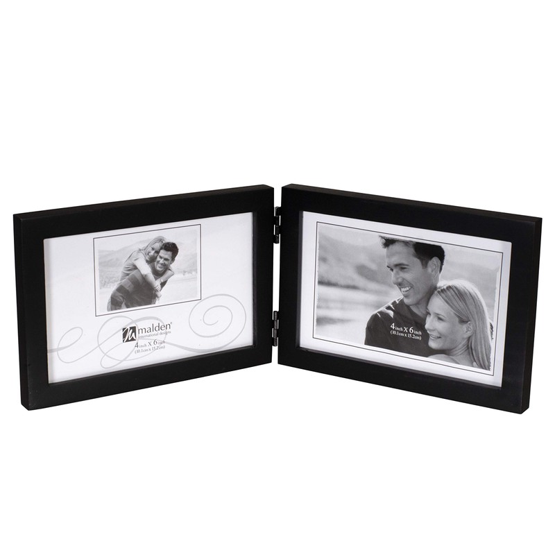 Malden International Designs Black Concept Wood Picture Frame, Double Horizontal,