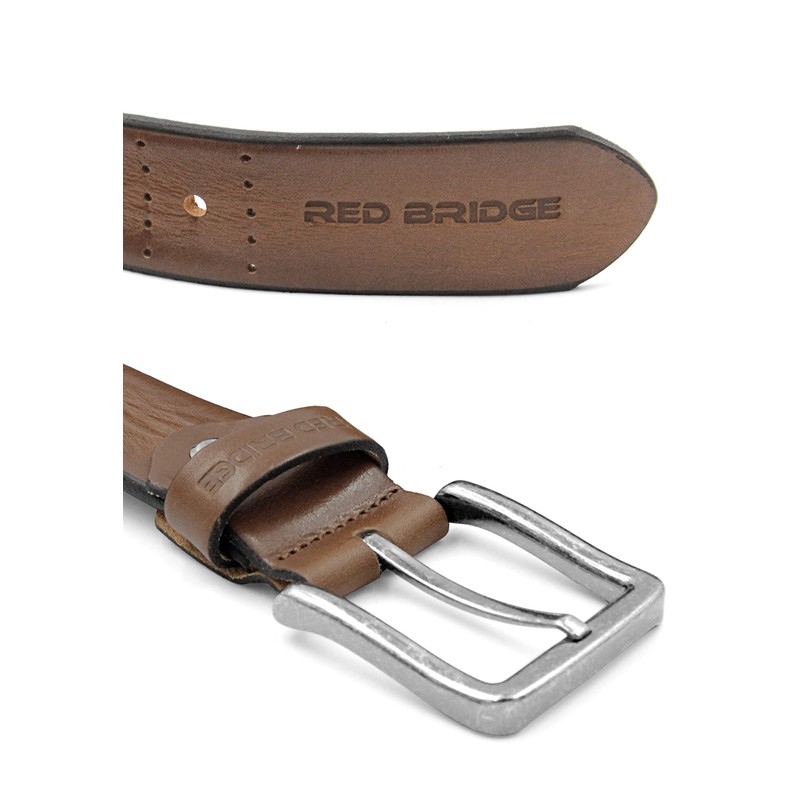 Red Bridge Men's Genuine Leather Belt Scratched, brown