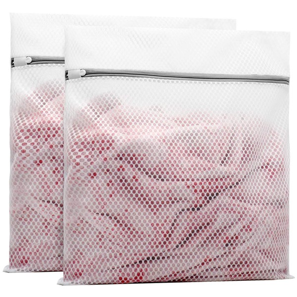 2Pcs Durable Honeycomb Mesh Laundry Bags for Delicates 24 x