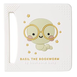 Basil The Bookworm Baby Teether - BPA-Free Silicone, Original Book-Shaped Teething Toy for Babies 3+ Months (Soft Textures, Easy-to-Hold, Freezer Safe)