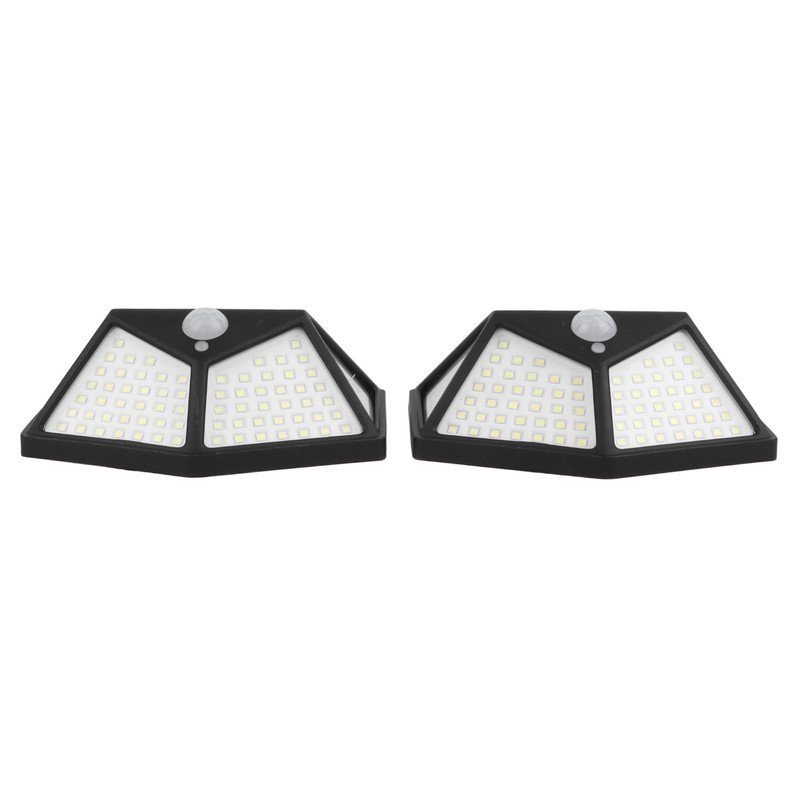 2 Pcs Solar Motion Sensor Light 4 Sided 100 LEDs