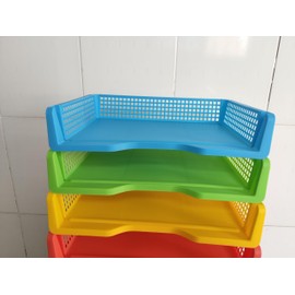 Set of 6 Rainbow Classroom Turn in Trays for Teachers, Plastic Storage Baskets for Office Use Colorful Storage Baskets for Classroom Library Organizer (9 x 13 x 3 in)