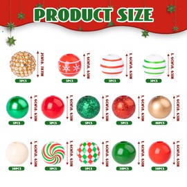 BeBesta 240 Pcs Christmas Wooden Beads, Gold Red Green White Round Beads for DIY Crafts, Garland, Jewelry Making