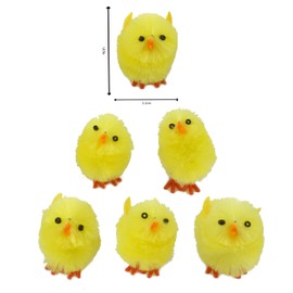 6PCs Easter Chenille Yellow Chicks Fluffy Easter Bonnet Chicks, Adorable Cute Easter Chicks useful for Easter Basket and Trilby Decorations, Size-4cm