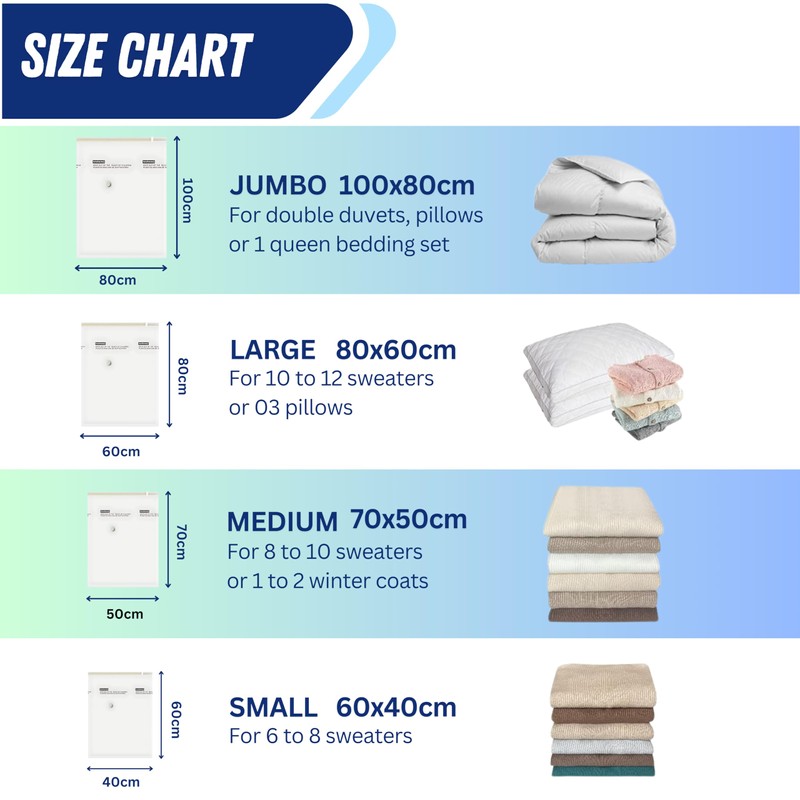 Vacuum Storage Bags for Clothes (Combo Pack of 6)