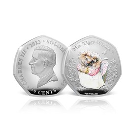 Beatrix Potter Tale of Peter Rabbit Colour Silver Coin 2023 - Mrs Tiggy-Winkle