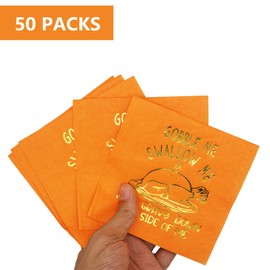 Gobble Me Swallow Me Drip Gravy Down The Side Of Me, servilletas de Acción de Gracias, servilletas de Acción de Gracias, decoraciones de fiesta de Acción de Gracias, servilletas de decoración de fiesta de amigos (5 x 5 pulgadas, paquete de 50)