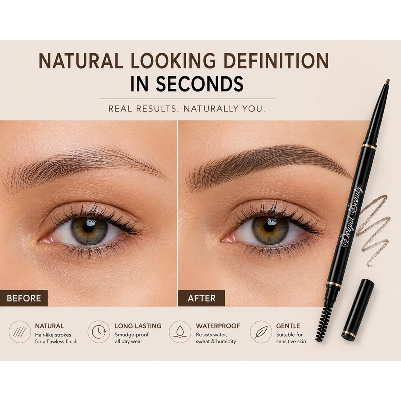 Waterproof Micro Fine Eyebrow Pencil – Vegan Ultra Slim Brow