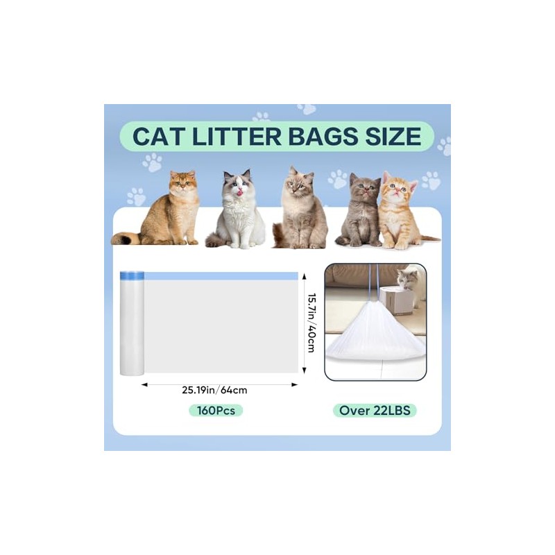 160 Count Cat Litter Box Liners Compatible with Litter Robot