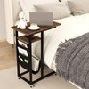Giantex C Shaped End Table with Charging Station, Laptop Side