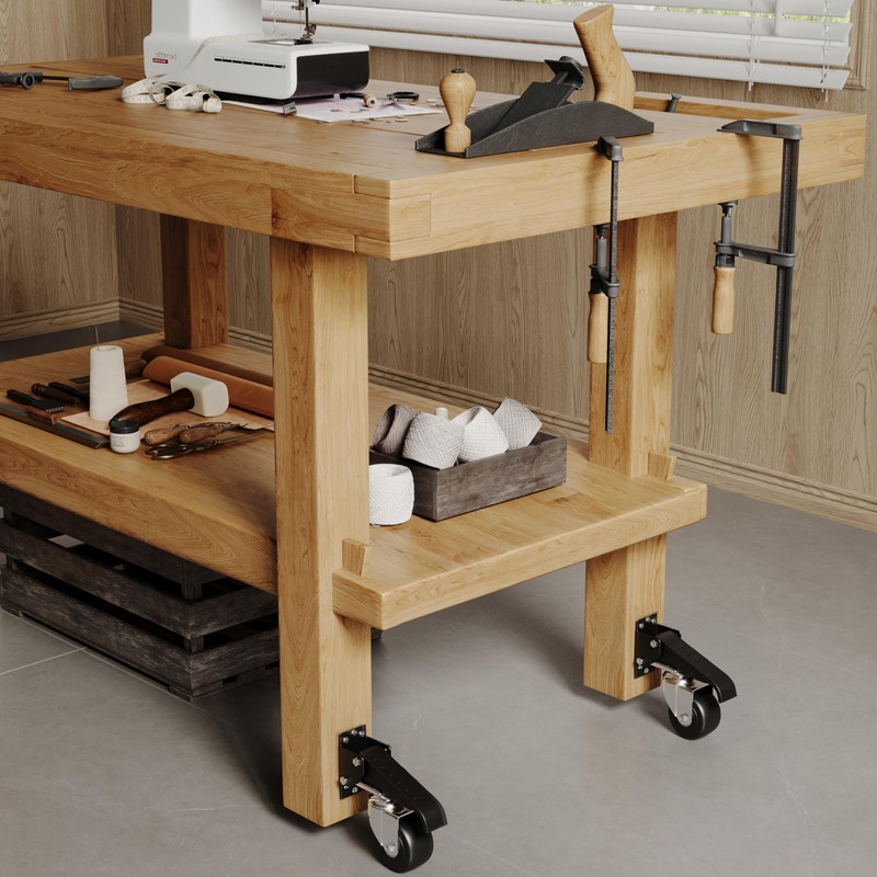DOZAWA Workbench Casters Kit, 700 Lbs Retractable Casters Set of