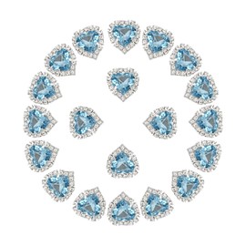 PATIKIL 20PCS Heart Rhinestones, Sew on Rhinestones Buttons Crystal Heart Nail Charm Embellishment Flatback Diamond for Sewing DIY Clothing Wedding, Light Blue