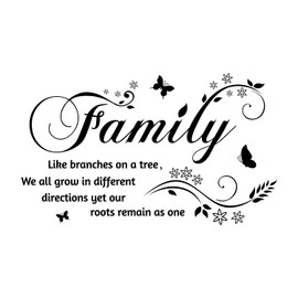 Family Like Branches on a Tree We All Grow in Different Directions Yet Our Roots Remain As One Wall Sticker Removable Home Decor Art Stickers (Family New)