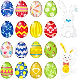 Zonon 18 Pieces Easter Reflective Car Refrigerator Magnets Set Bunny Eggs Magnetic Refrigerator Stickers Ornaments for Easter Holiday Decor for Car, Fridge, Garage Door