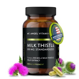 Mt. Angel Vitamins' Milk Thistle | Vegetarian Liver Support Supplement | Optimal Liver Health & Detox | Non-GMO & Gluten-Free - 60 Capsules