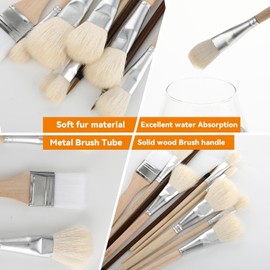 10Pcs Paint Pen Wool Brush Pottery Art Gilding Brush Acrylic Gold Leaf Brush Goat Hair Blending Brush,Art Paint Brush Nylon Painting Brushes with Wooden Handle,Art Paint Brushes Nylon Painting Brush